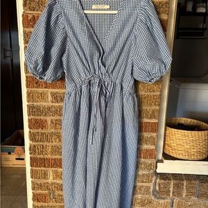 Christy Dawn Dahlia Dress in Blue Gingham Wrap Dress